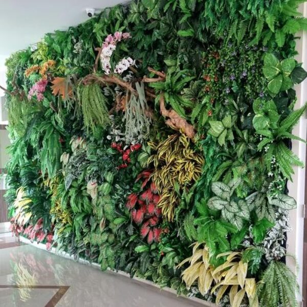 Jasa Dekorasi Vertical Garden Sintetis Tanaman Bunga Plastik