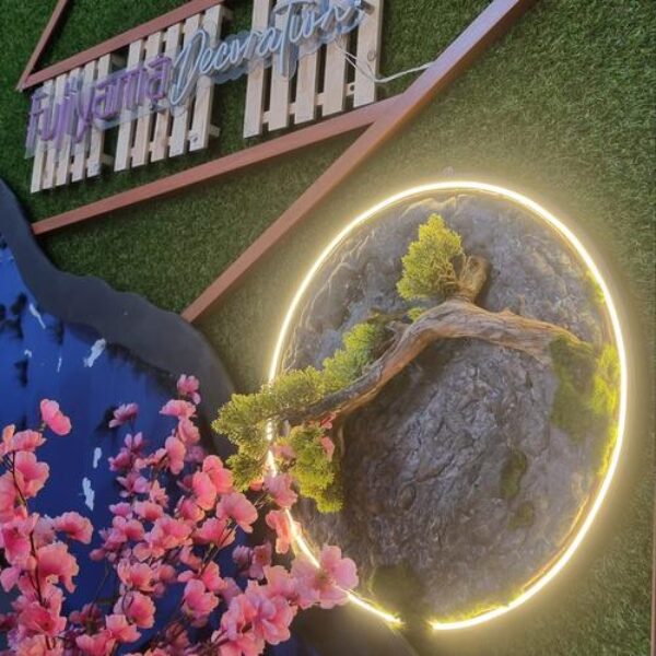 Hiasan Dinding Bonsai Buatan | Led Lamp Pine Tree