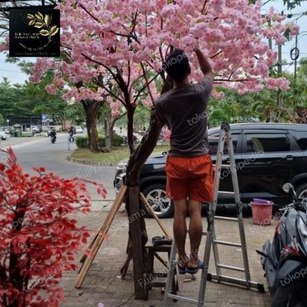 Pohon Plastik Sakura Besar Jenis Daun Sakura Meihua Blossol Peach - 2,5 meter