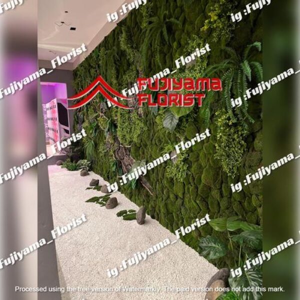 wall art decoration moss buatan dengan tema kekinian